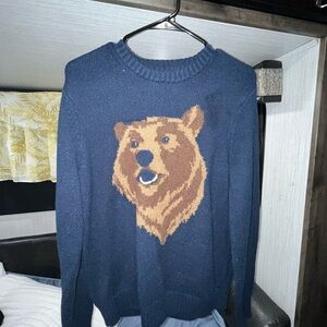 Old Navy Blue Crewneck Sweater with Bear Graphic